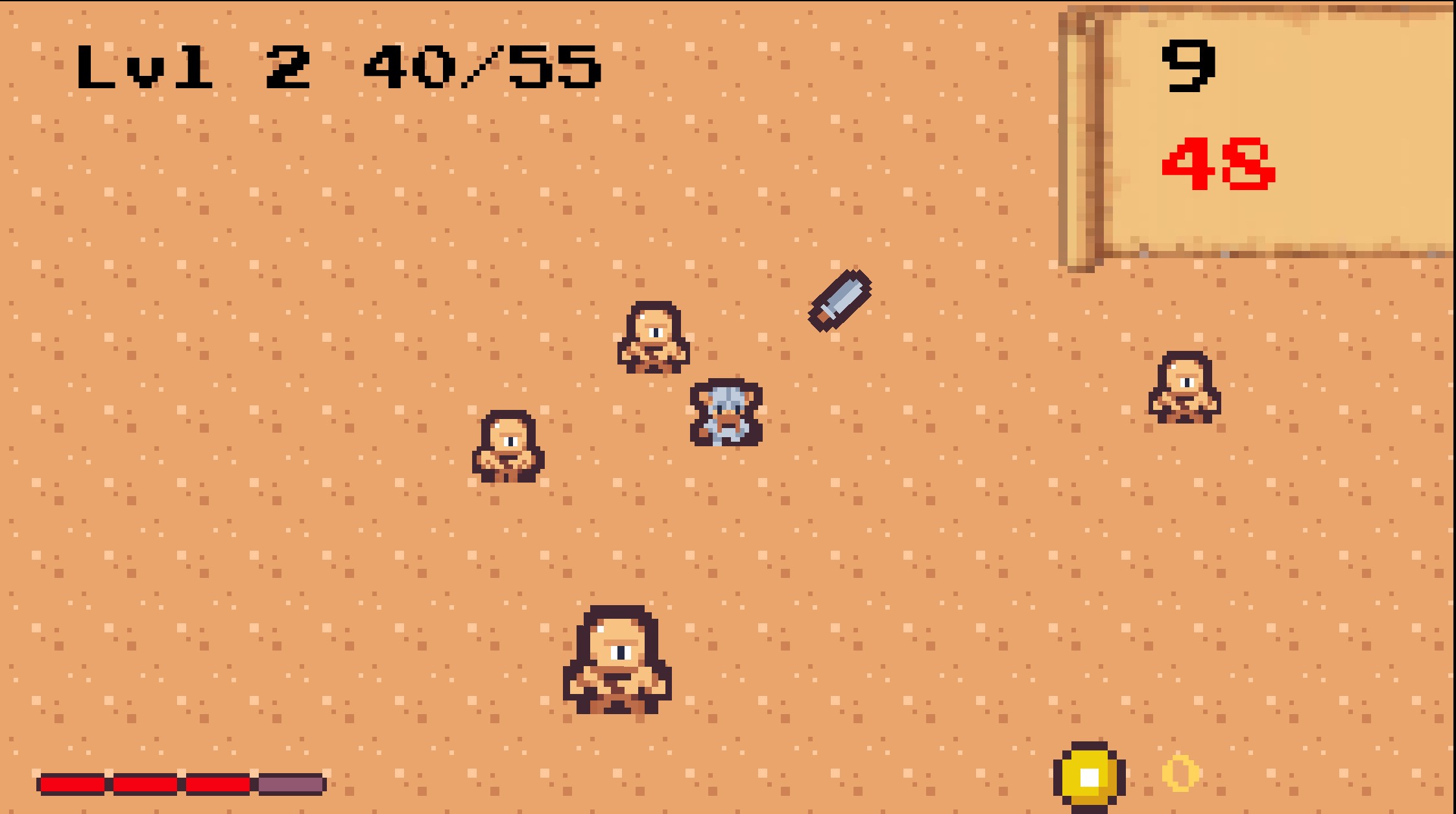 Survivor game with swords, cyclops and boss fights.